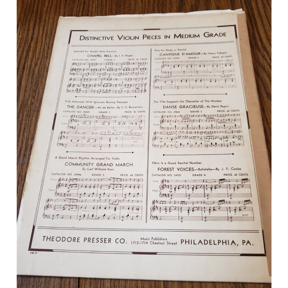 Melody Of Love Theodore Presser Ensemble Music for Violin and Piano Sheet Music - Picture 2 of 6